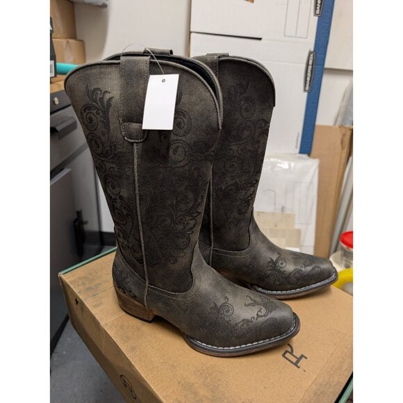 Roper Womens Vintage Black Faux Leather Western Boots Size 6.5 - Picture 4 of 12